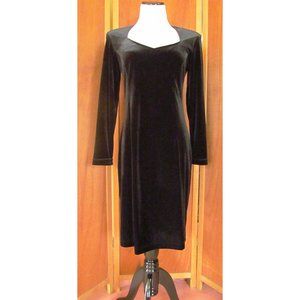 Vintage K Studio Goth Black Velvet Sweetheart Neck BOHO Cocktail Party Dress S8